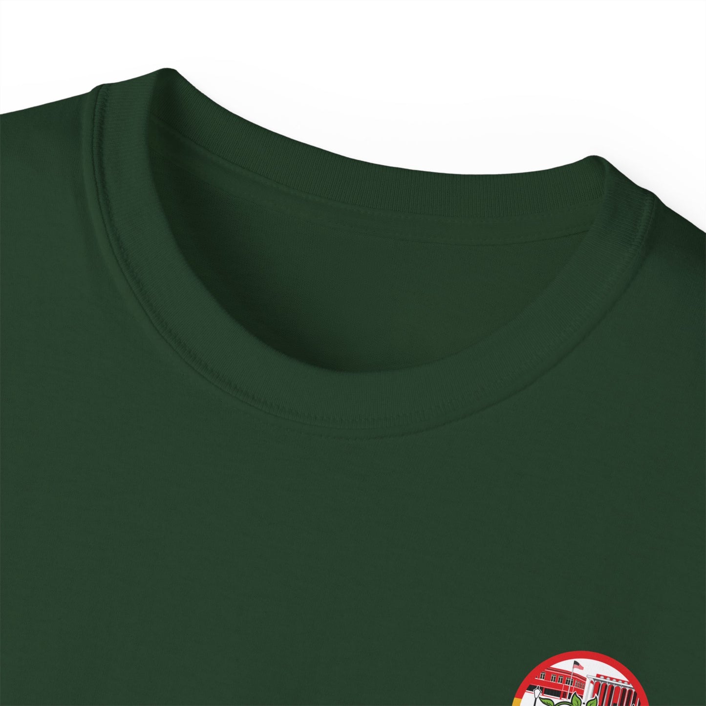 Laurel Urban Farms Cotton T-shirt with Crew Collar Neck in Forest Green: Layers well with outerwear