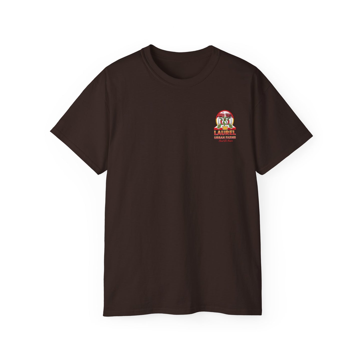 Laurel Urban Farms Logo Cotton T-shirt in Dark Chocolat