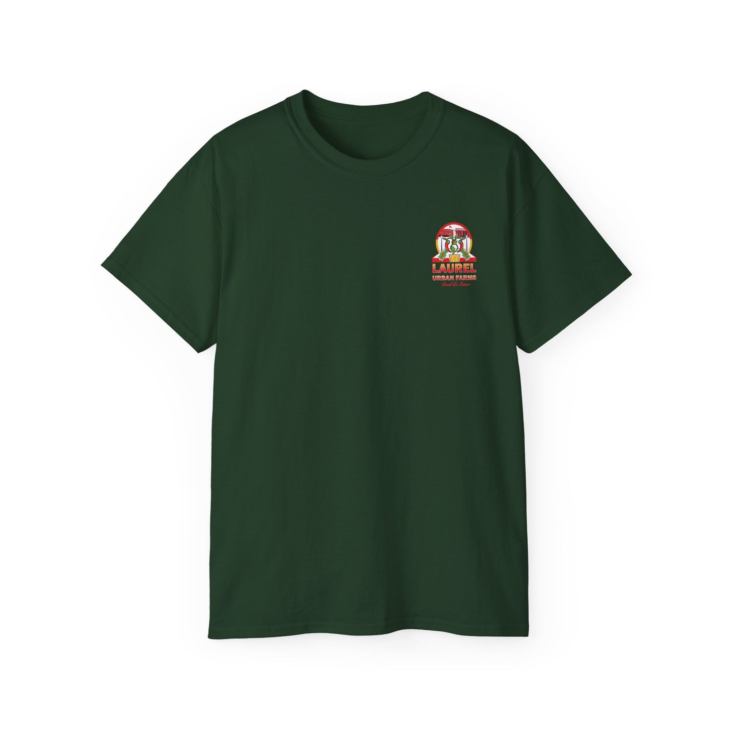 Laurel Urban Farms Logo Cotton T-shirt in Forest Green 
