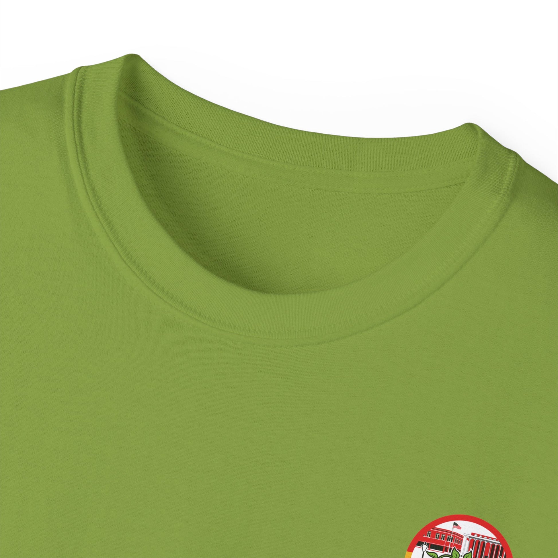 Laurel Urban Farms T-shirt with Crew Collar Neck in Kiwi: Layers well with outerwear