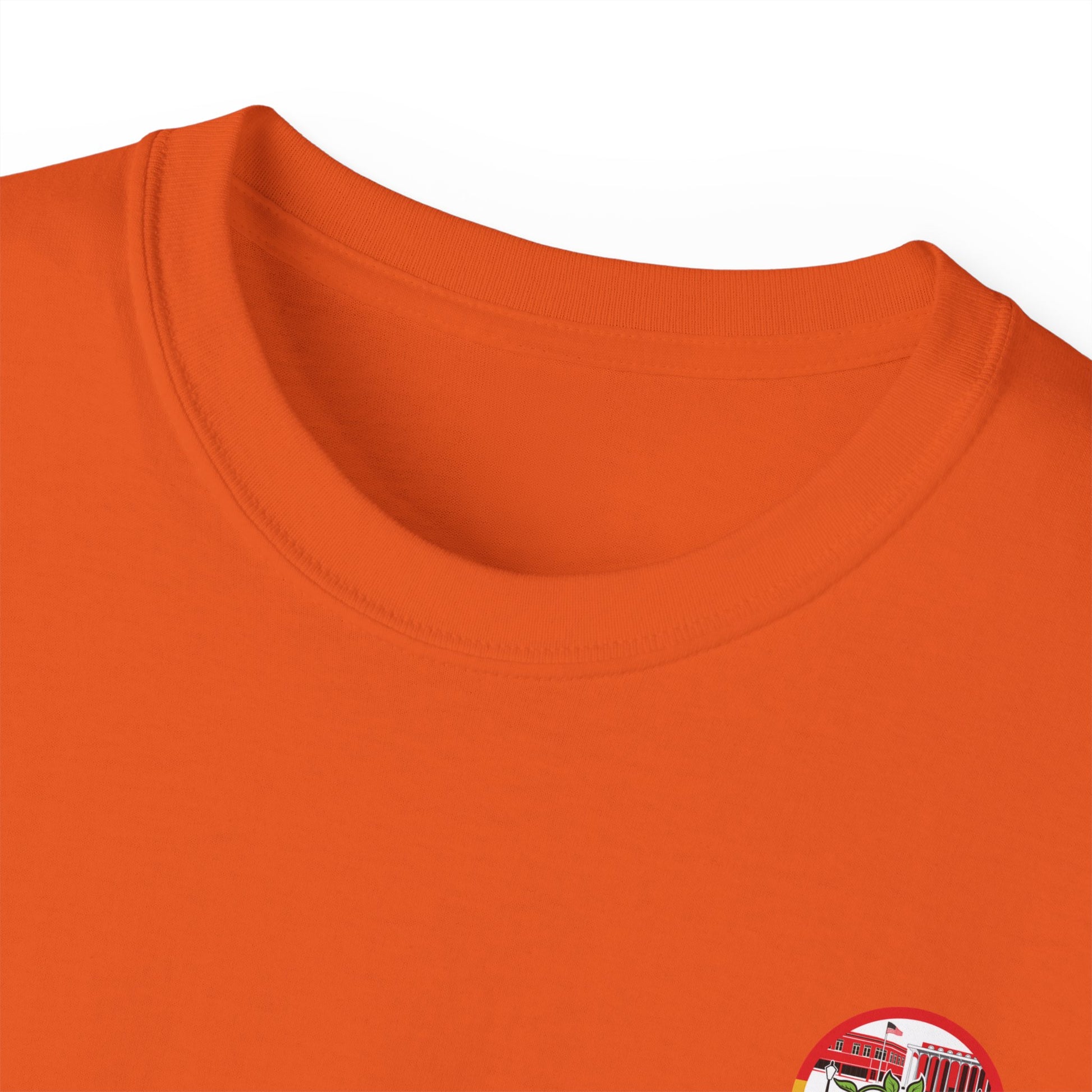 Laurel Urban Farms T-shirt with Crew Collar Neck in Orange: Layers well with outerwear